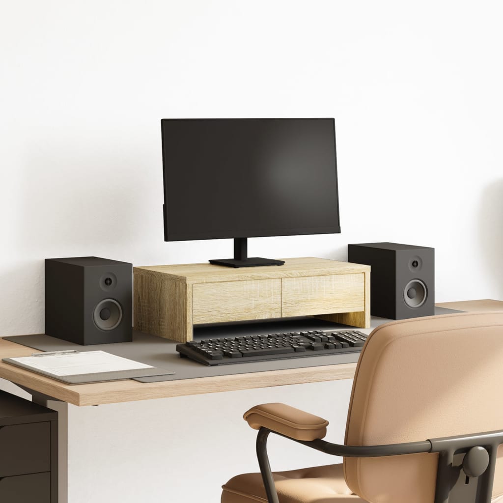 Vidaxl monitorstandaard met laden 50x27x15 cm hout sonoma eikenkleur