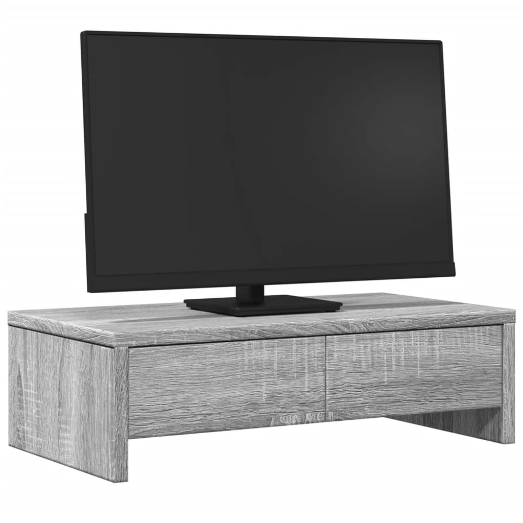 Vidaxl monitorstandaard met laden 50x27x15 cm hout grijs sonoma eiken