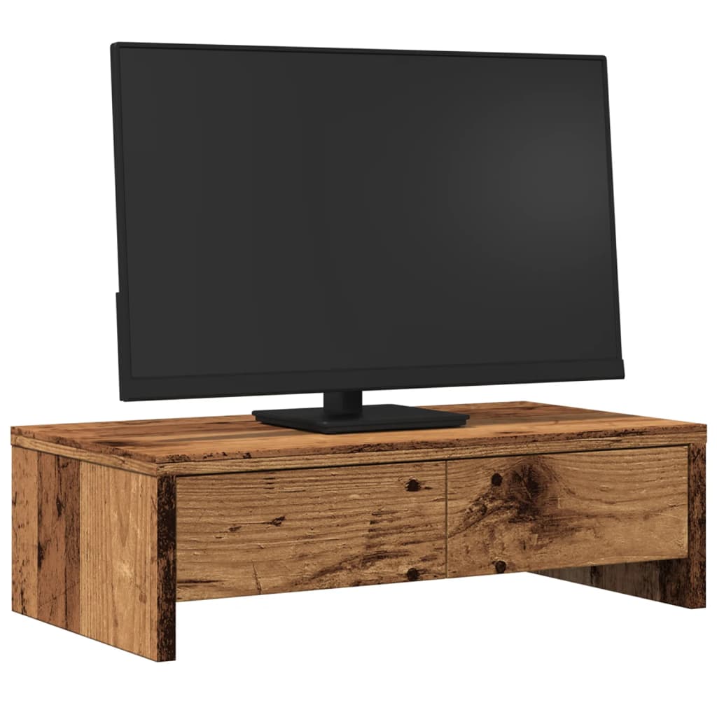Vidaxl monitorstandaard met laden 50x27x15 cm bewerkt hout oud hout