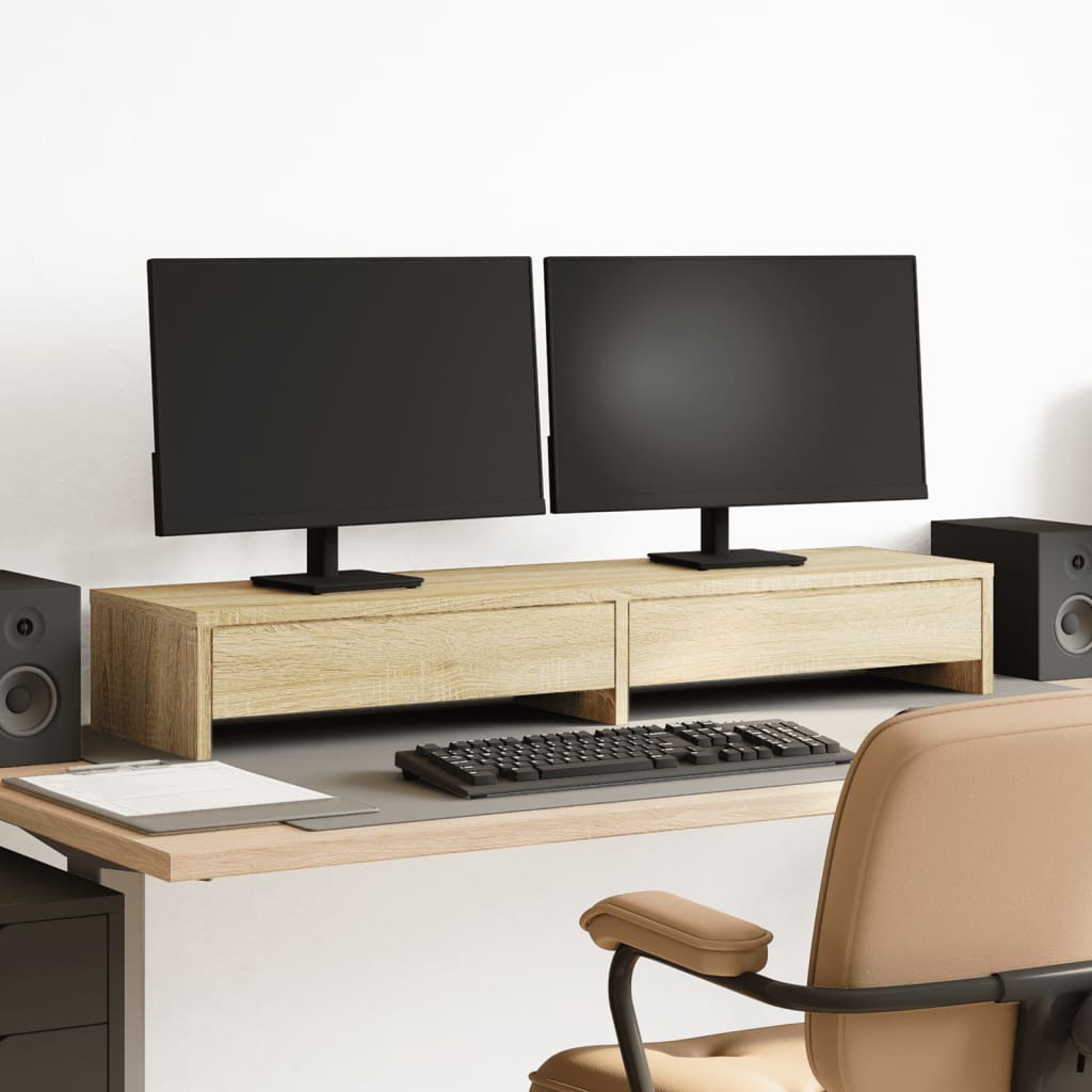 Vidaxl monitorstandaard met laden 100x27x15 cm hout sonoma eikenkleur