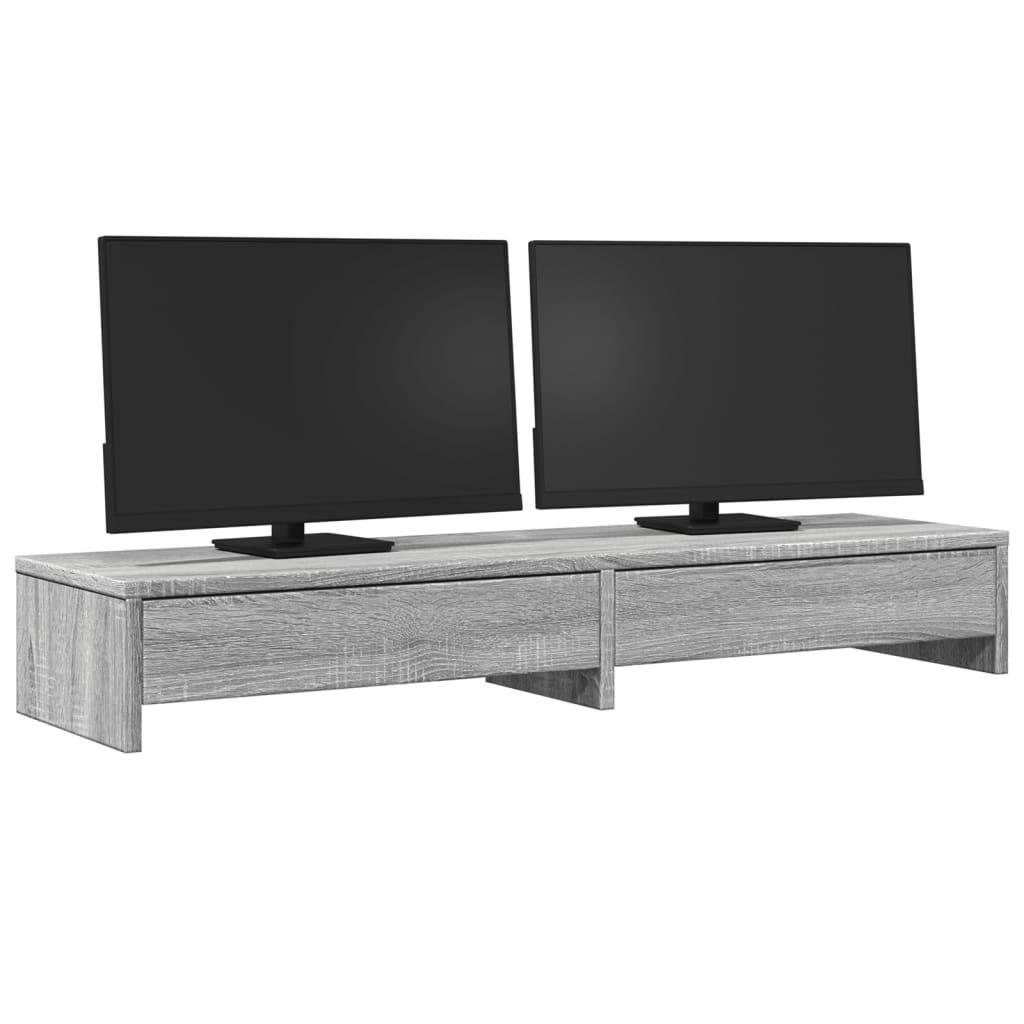 Vidaxl monitorstandaard met laden 100x27x15 cm hout grijs sonoma eiken