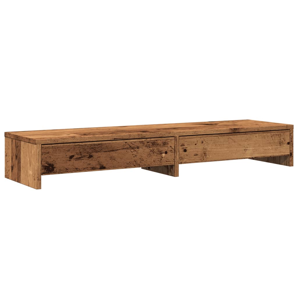 Vidaxl monitorstandaard met laden 100x27x15 cm hout oud houtkleurig