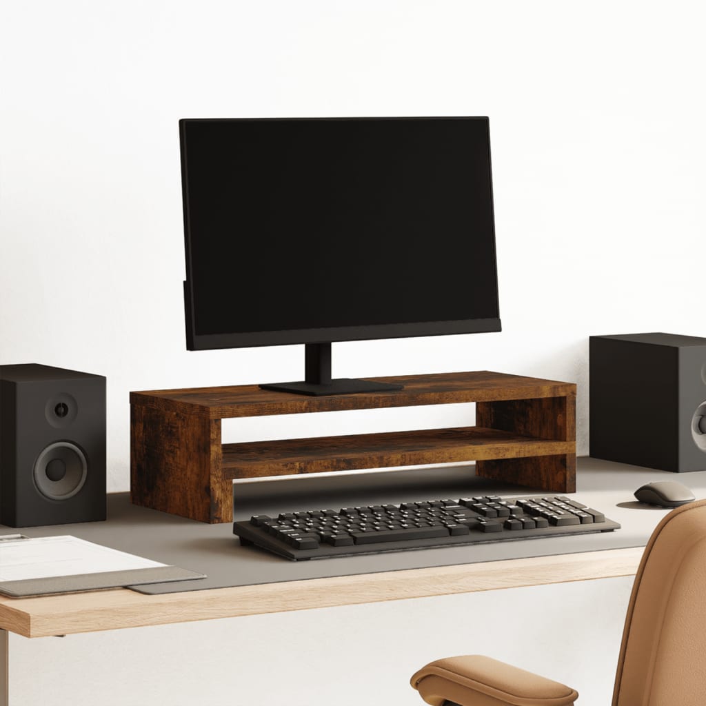 VidaXL Monitorstandaard 54x22x15 cm hout bewerkt gerookt eikenkleurig