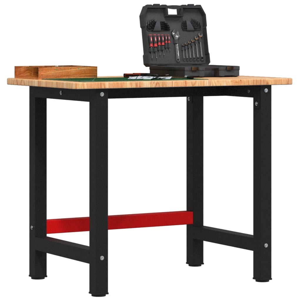 VidaXL Werkbank rechthoekig 100x60x81,5 cm massief eikenhout lichtbruin