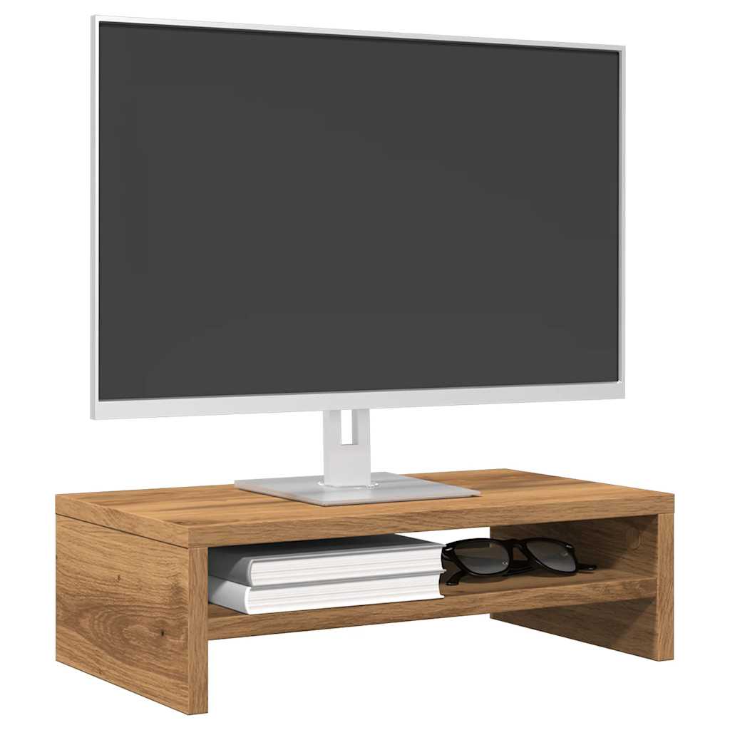 VidaXL Monitorstandaard 42x24x13 cm bewerkt hout ambachtelijk eikenkleur