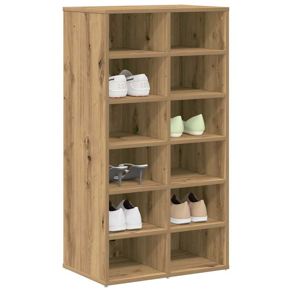 Vidaxl schoenenrek 54x34x100,5 cm bewerkt hout ambachtelijk eikenkleur