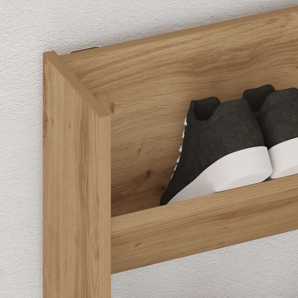Vidaxl wandschoenenkast 80x18x60 cm bewerkt hout artisanaal eikenkleur