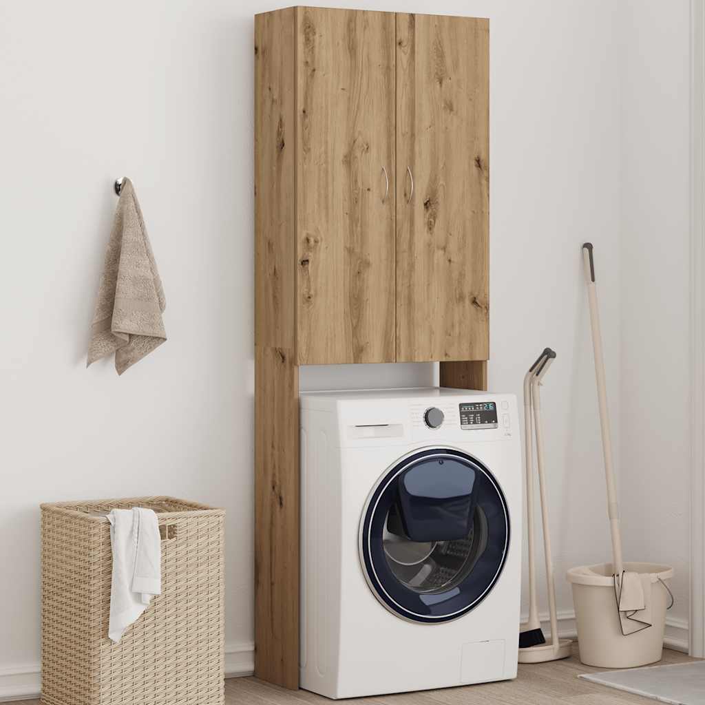 Vidaxl wasmachinekast 64x25,5x190 cm artisanaal eikenkleur