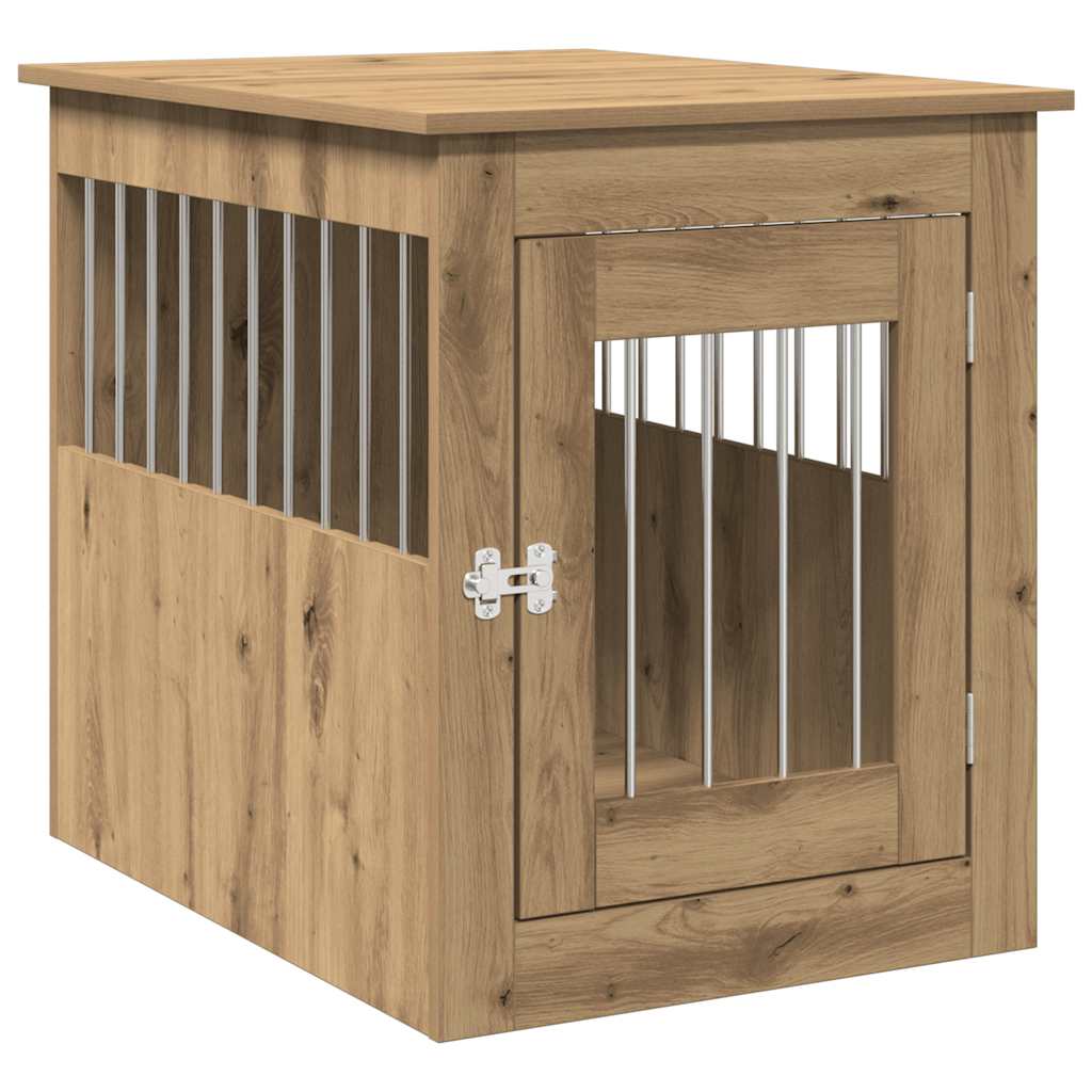 Vidaxl hondenbench 55x75x65 cm bewerkt hout ambachtelijk eikenkleurig