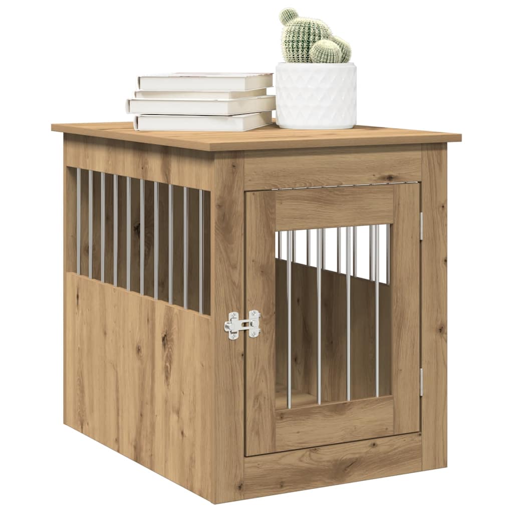 Vidaxl hondenbench 55x75x65 cm bewerkt hout ambachtelijk eikenkleurig