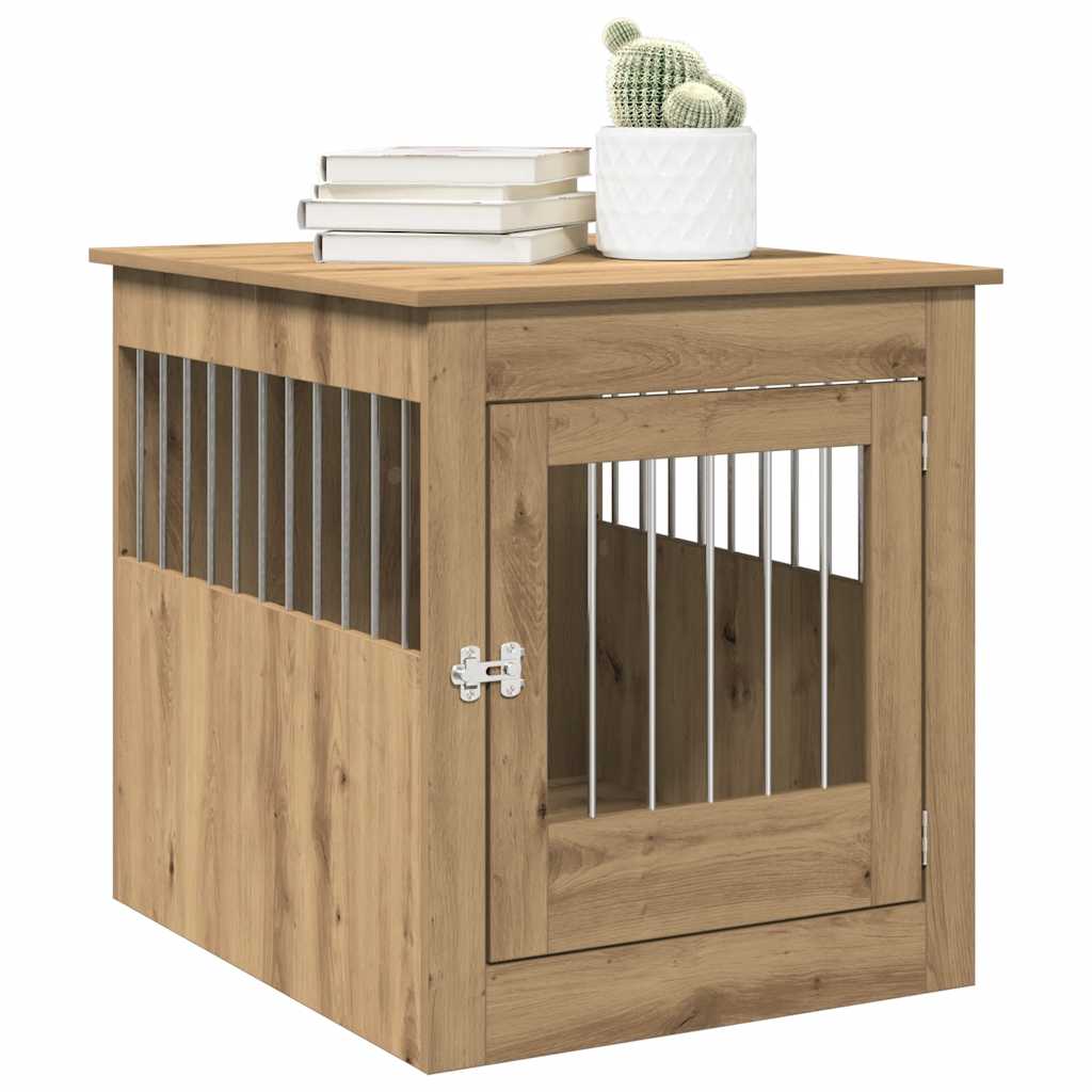 Vidaxl hondenbench 64,5x80x71 cm bewerkt hout artisanaal eikenkleur