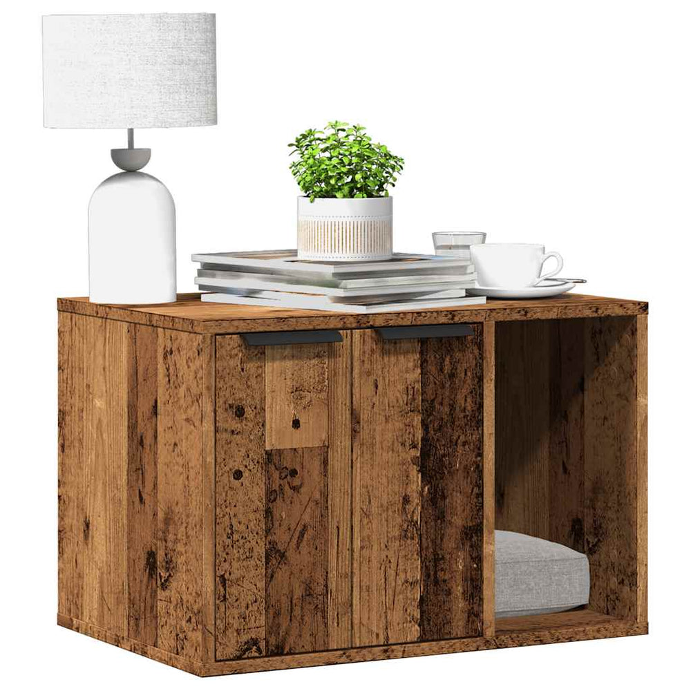 Vidaxl kattenbakkast 60x40x40 cm bewerkt hout oud houtkleurig