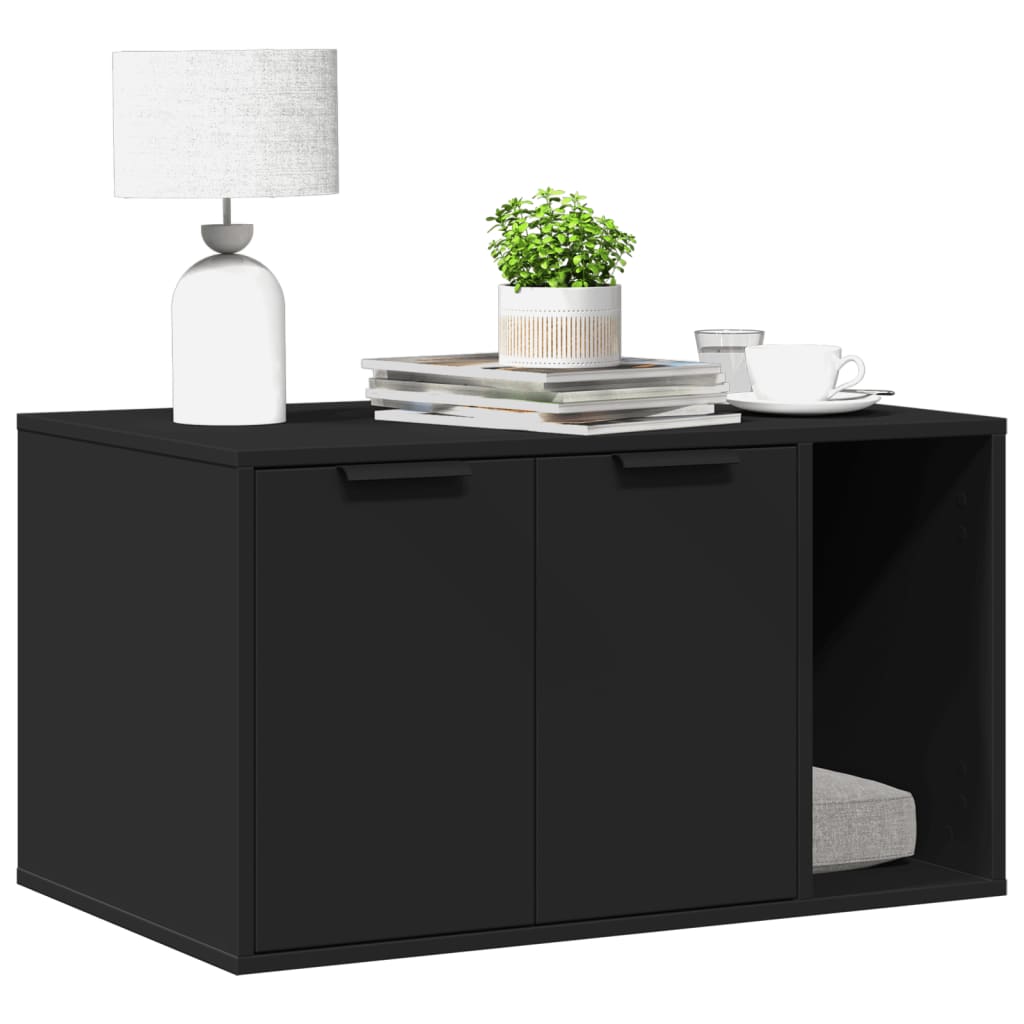 Vidaxl kattenbakkast 80x50x45 cm bewerkt hout zwart