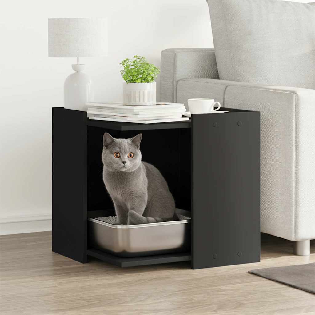 Vidaxl kattenbakkast 53x53x51 cm bewerkt hout zwart