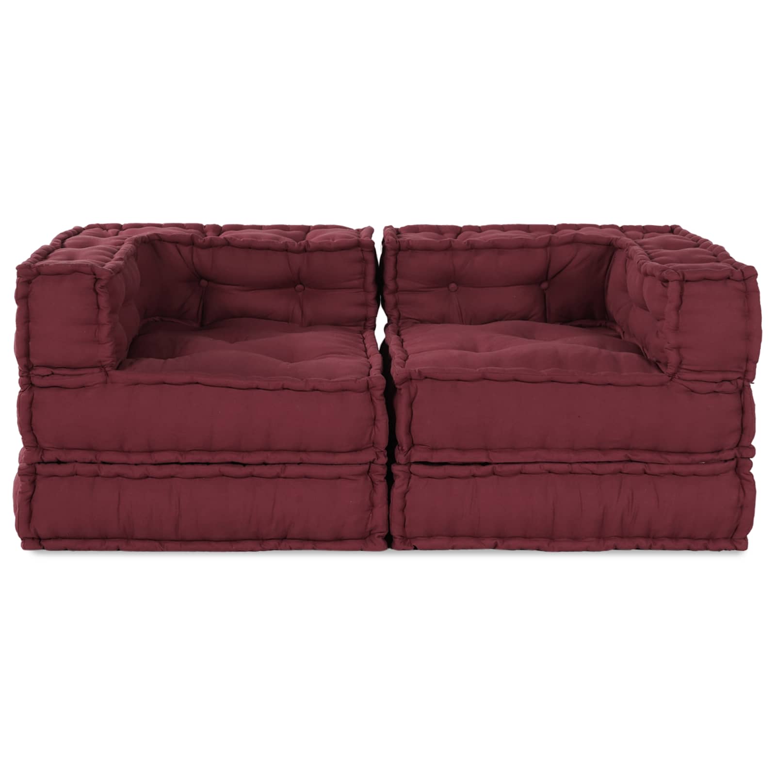 Vidaxl modulair bank 2 pcs bordeaux 140 x 70 x 56 cm stof