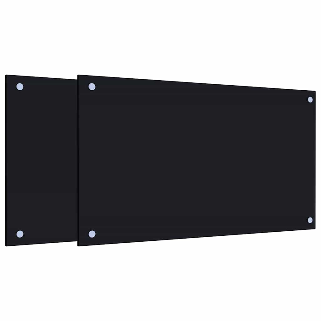 Vidaxl spatschermen keuken 2 st 70x40 cm gehard glas zwart