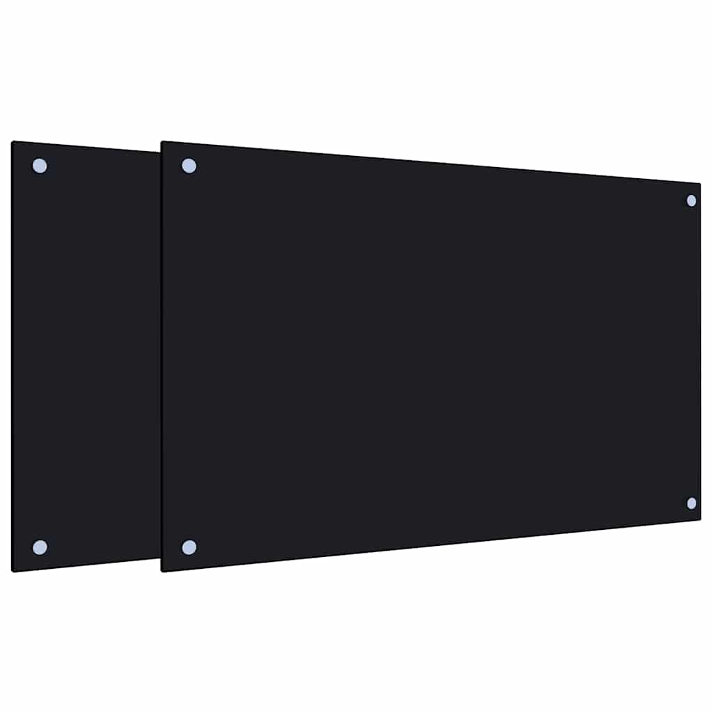 Vidaxl spatschermen keuken 2 st 80x50 cm gehard glas zwart