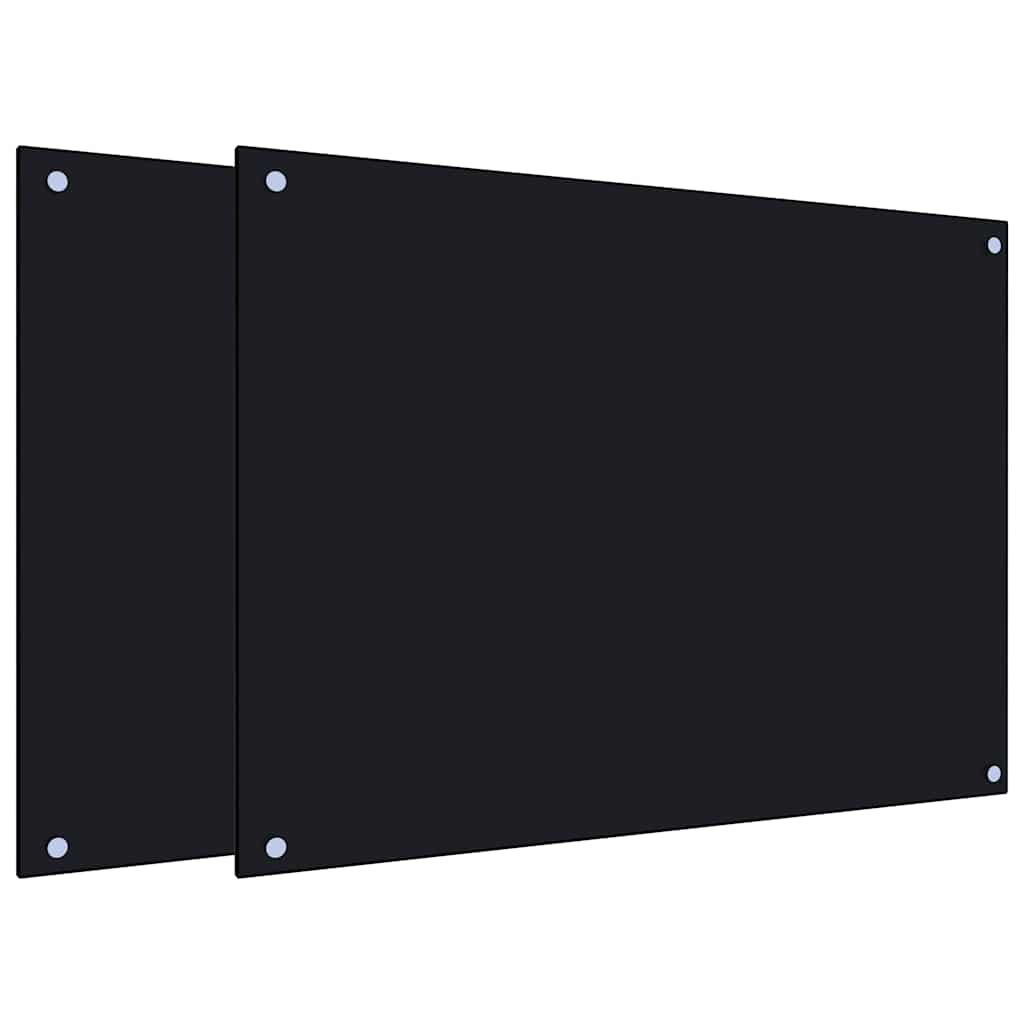 Vidaxl spatschermen keuken 2 st 80x60 cm gehard glas zwart