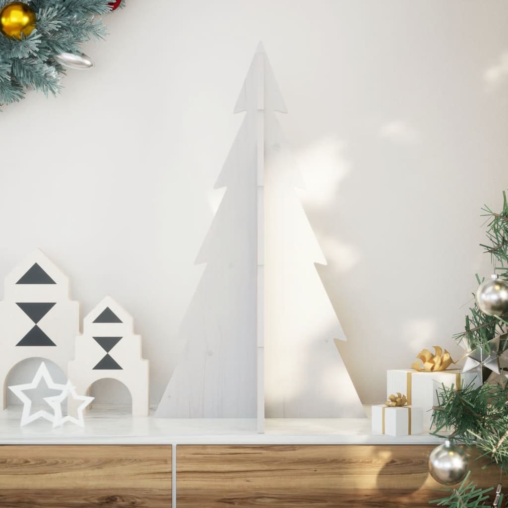 Vidaxl kerstdecoratie kerstboom 80 cm massief groenhout wit
