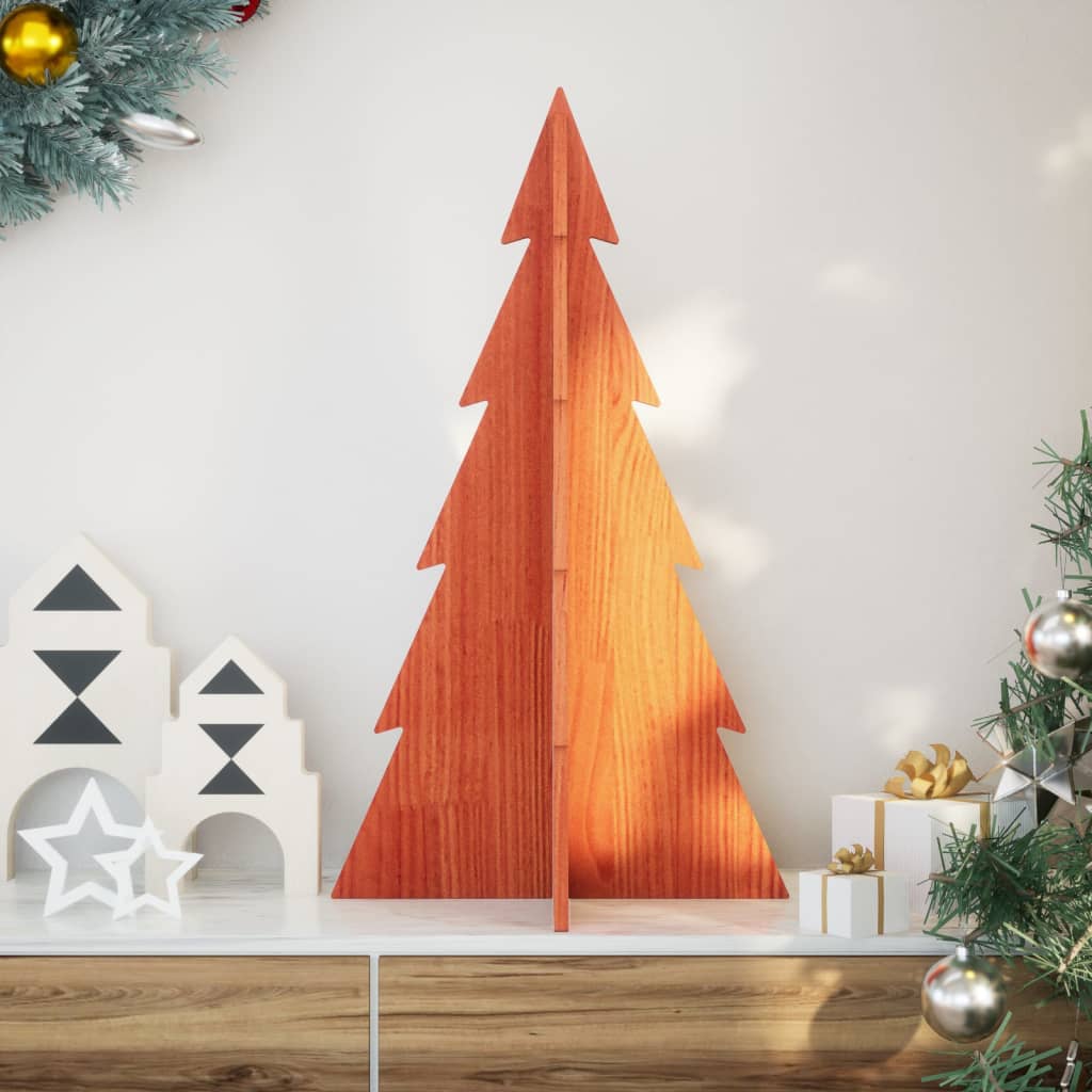 Vidaxl kerstdecoratie kerstboom 80 cm massief groenhout wasbruin