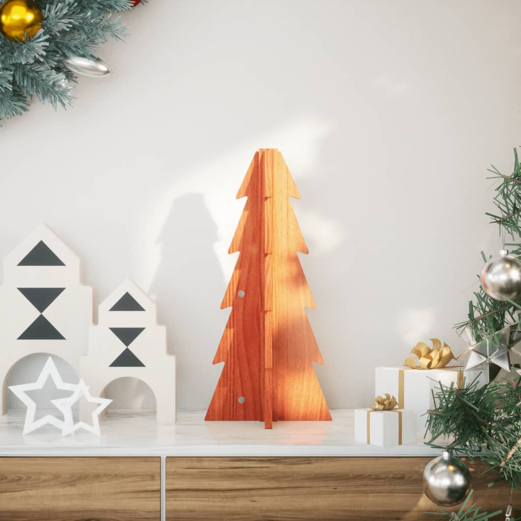 Vidaxl kerstdecoratie kerstboom 49 cm massief groenhout wasbruin