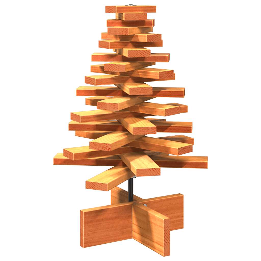 Vidaxl kerstdecoratie kerstboom 60 cm massief groenhout wasbruin