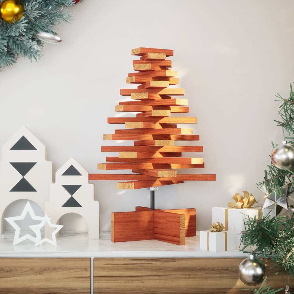 Vidaxl kerstdecoratie kerstboom 60 cm massief groenhout wasbruin