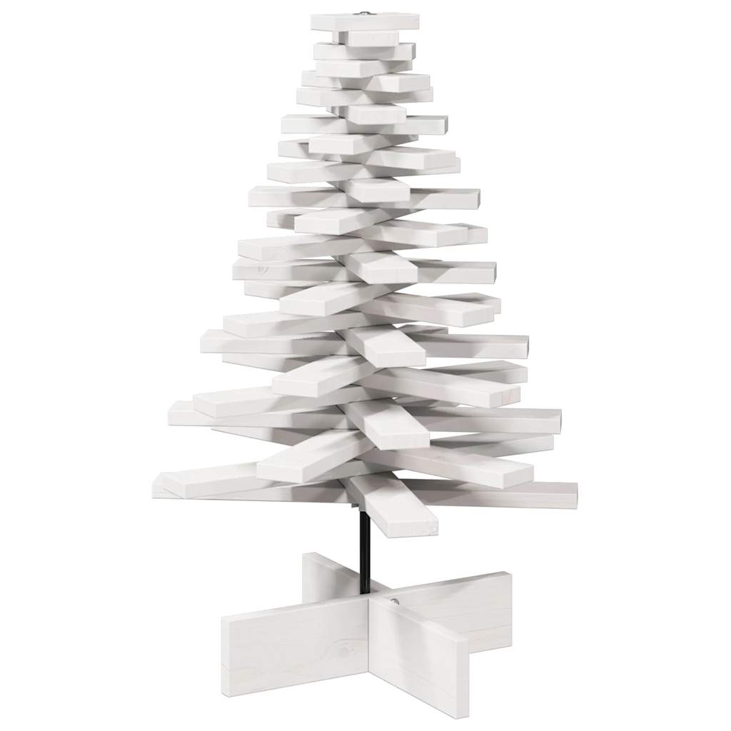 Vidaxl kerstdecoratie kerstboom 80 cm massief groenhout wit