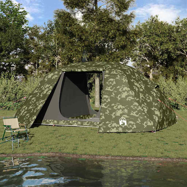 Vidaxl vistent 514 x 465 x 187 cm polyester en glasvezel camouflage