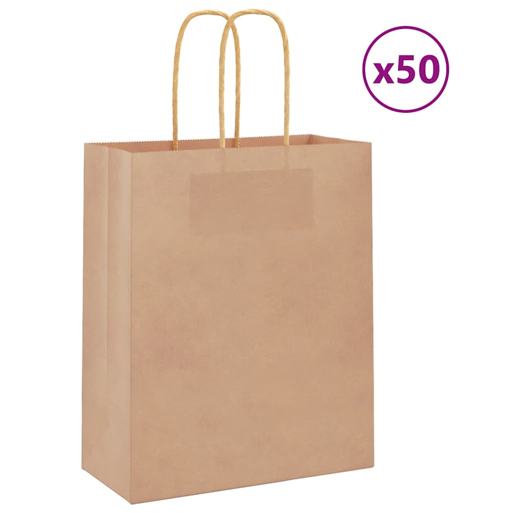 Vidaxl papieren zakken 50 st met hengsels 18x8x22 cm bruin
