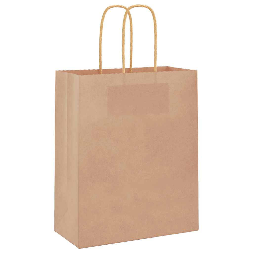 Vidaxl papieren zakken 50 st met hengsels 18x8x22 cm bruin