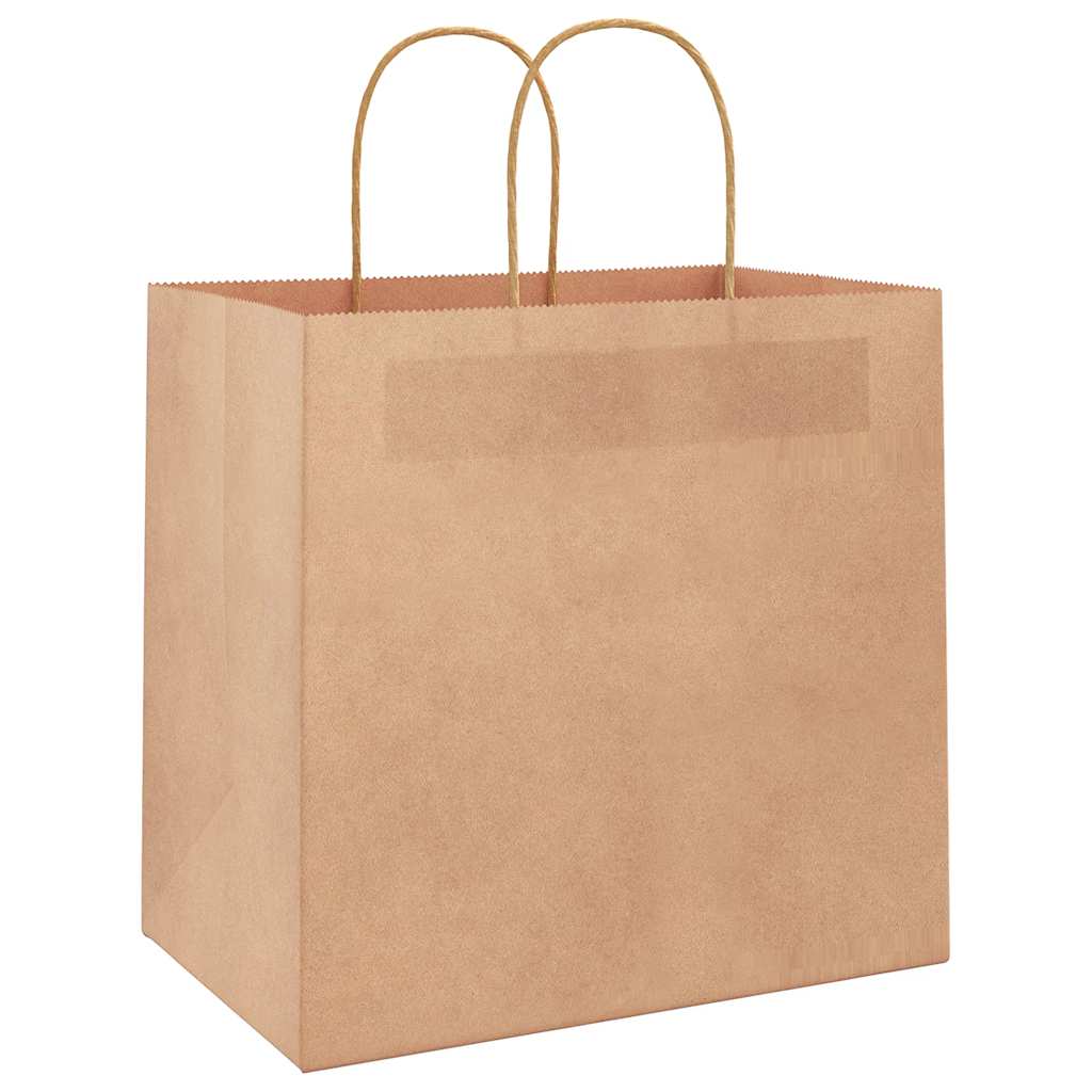Vidaxl papieren zakken 50 st met hengsels 26x17x25 cm bruin