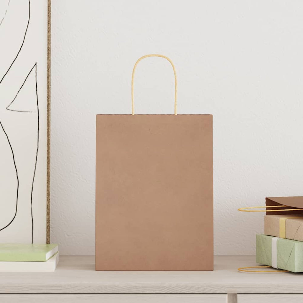 Vidaxl papieren zakjes 250 st met hengsels 21x11x28 cm bruin