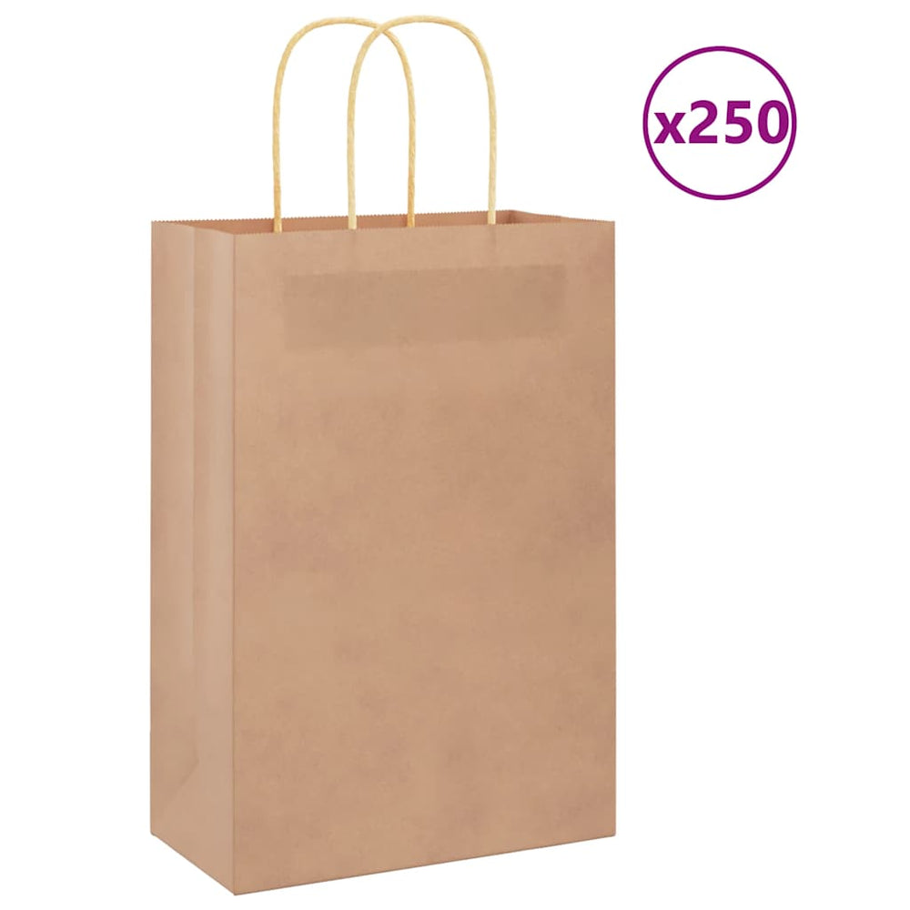 Vidaxl papieren zakjes 250 st met hengsels 21x11x31 cm bruin