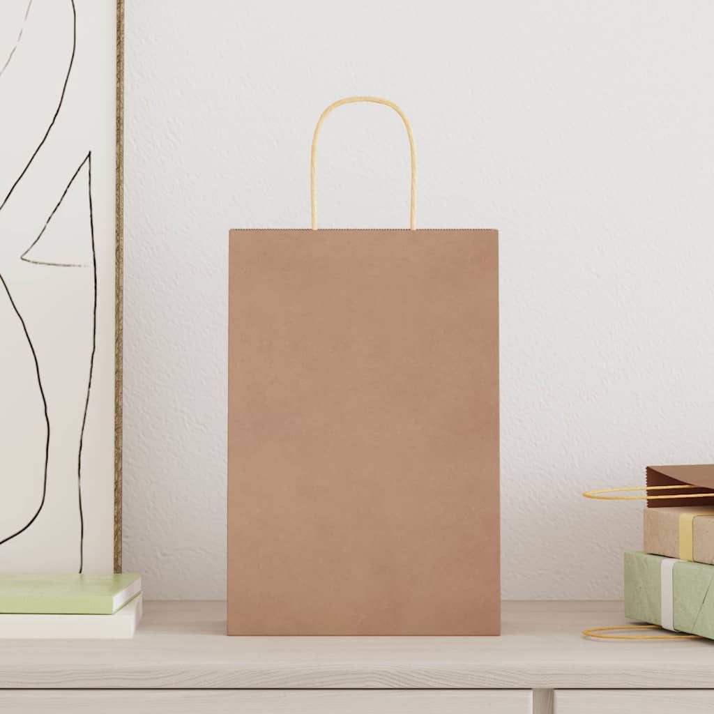 Vidaxl papieren zakjes 250 st met hengsels 21x11x31 cm bruin