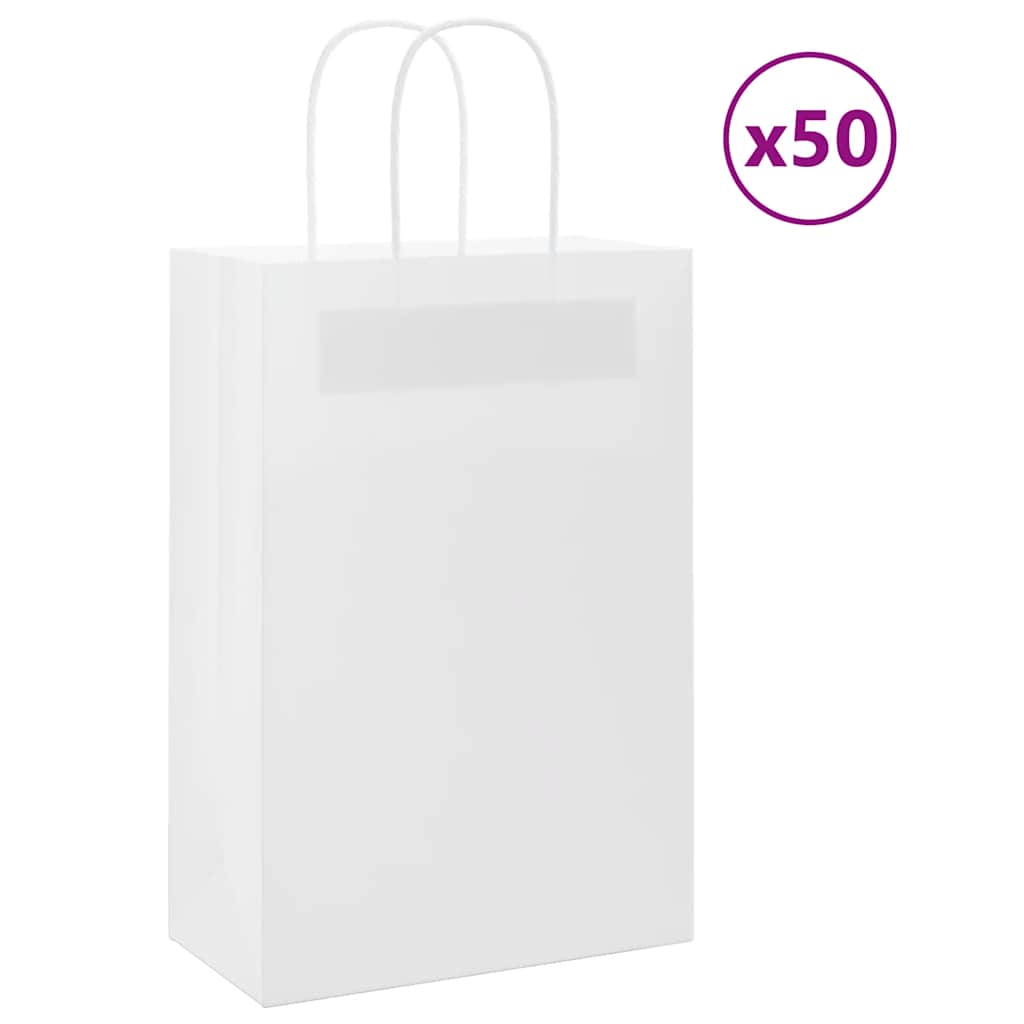 Vidaxl papieren zakjes 50 st met hengsels 21x11x31 cm wit