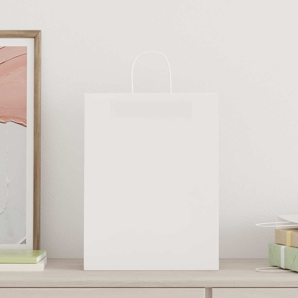 Vidaxl papieren zakken 50 st met hengsels 32x12x42 cm wit