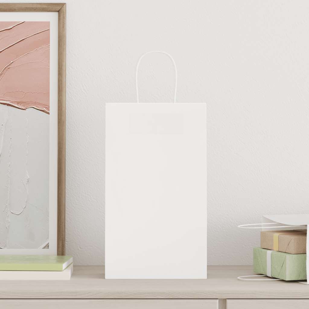 Vidaxl papieren zakken 250 st met hengsels 21x11x36 cm wit