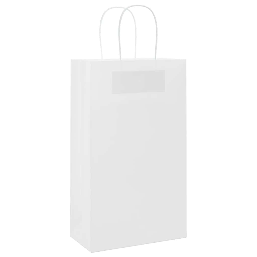 Vidaxl papieren zakken 250 st met hengsels 21x11x36 cm wit
