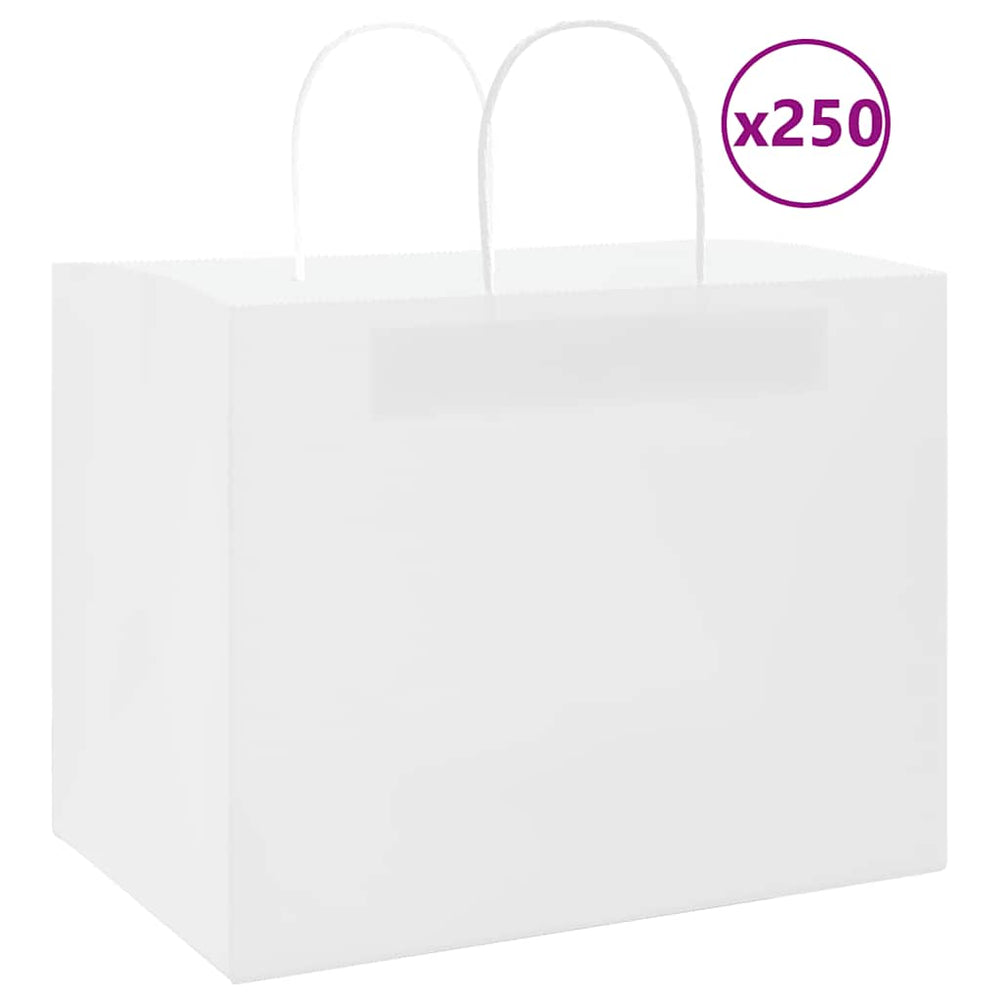 Vidaxl papieren zakken 250 st met hengsels 32x22x24 cm wit