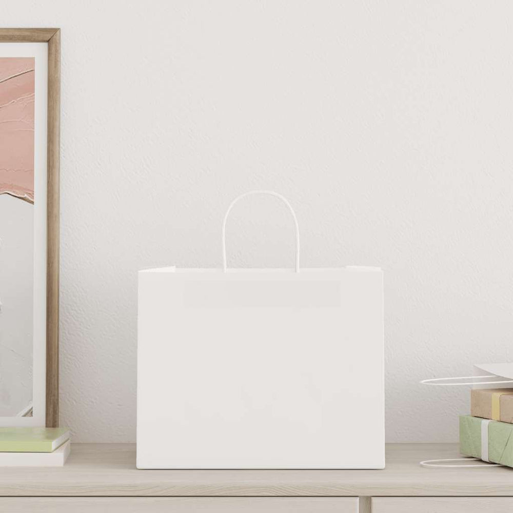 Vidaxl papieren zakken 250 st met hengsels 32x22x24 cm wit