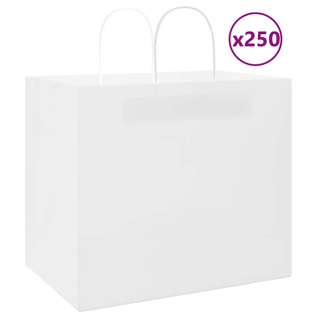 Vidaxl papieren zakken 250 st met hengsels 32x22x28 cm wit
