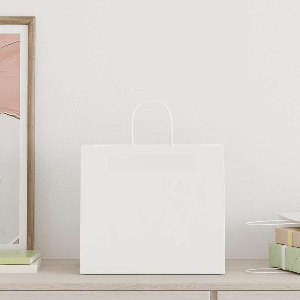 Vidaxl papieren zakken 250 st met hengsels 32x22x28 cm wit