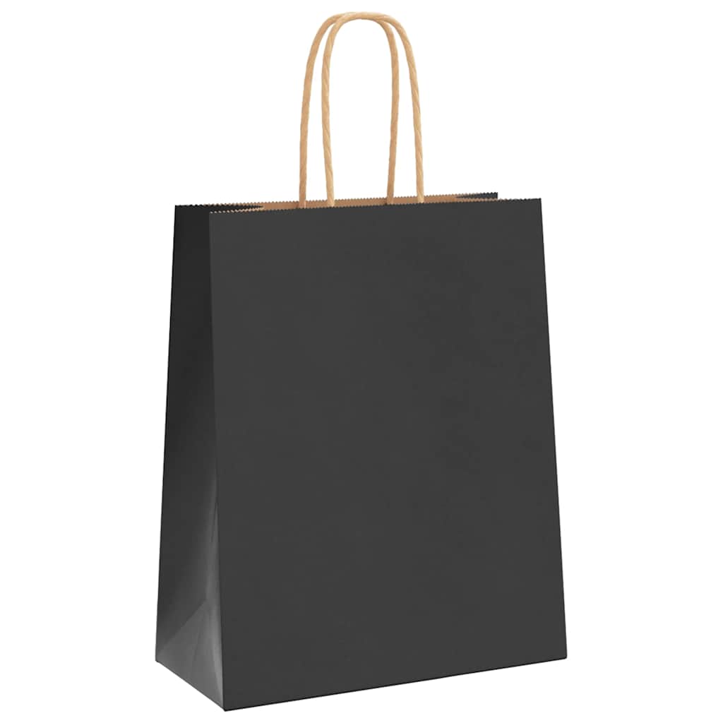 Vidaxl papieren zakken 250 st met hengsels 18x8x22 cm zwart