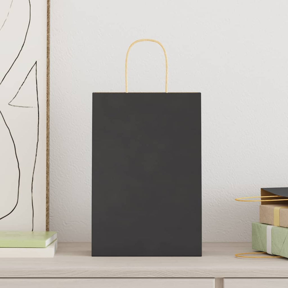Vidaxl papieren zakken 250 st met hengsels 21x11x31 cm zwart