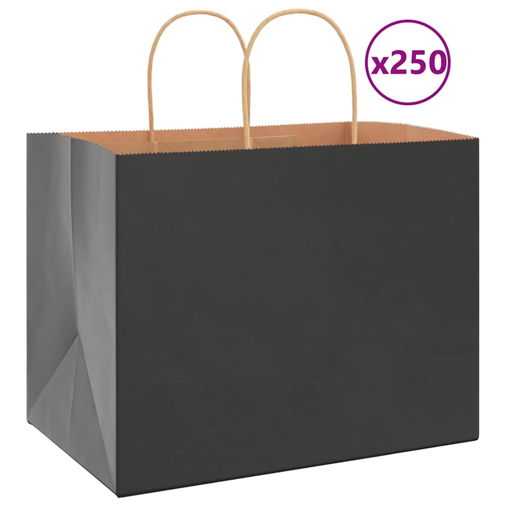 Vidaxl papieren zakken 250 st met hengsels 32x22x24 cm zwart