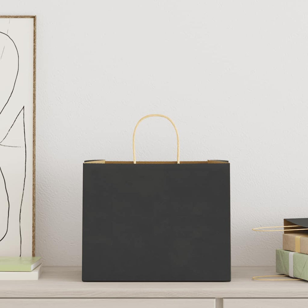 Vidaxl papieren zakken 250 st met hengsels 32x22x24 cm zwart