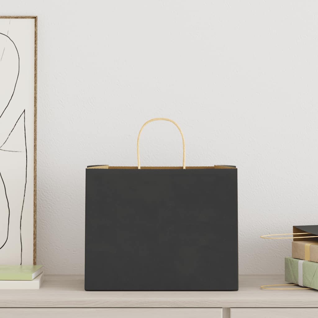 Vidaxl papieren zakken 250 st met hengsels 32x22x24 cm zwart