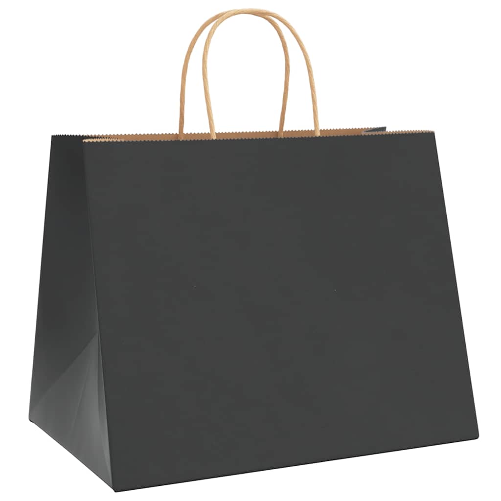 Vidaxl papieren zakken 250 st met hengsels 32x22x24 cm zwart