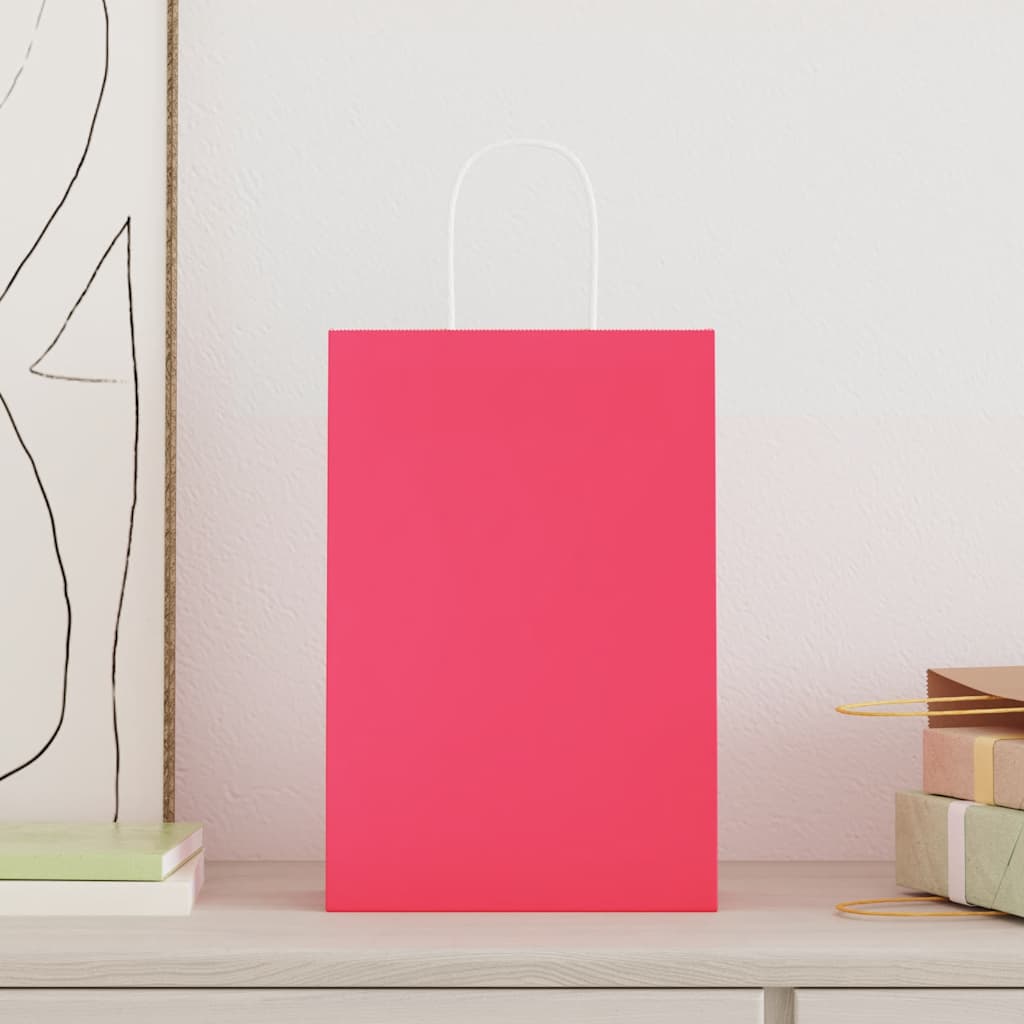 Vidaxl papieren zakjes 50 st met hengsels 21x11x31 cm roze